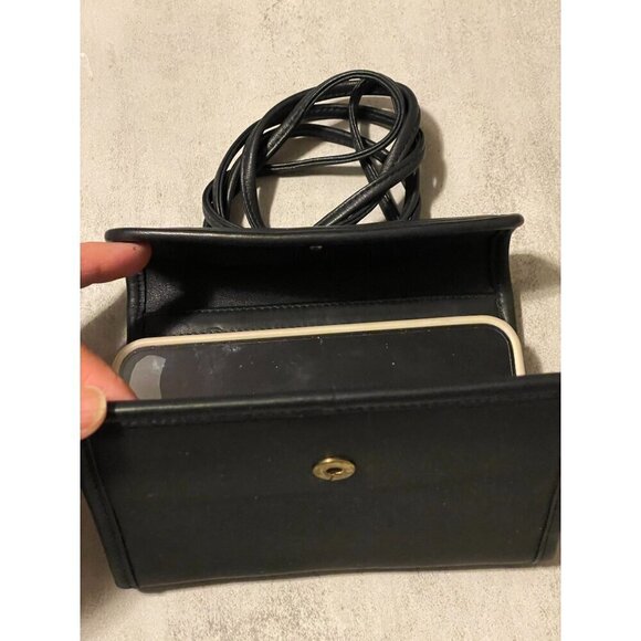 Coach Vintage Black Leather Swing Trifold Crossbody Snap Close Wallet Bag 4843 - Picture 10 of 11